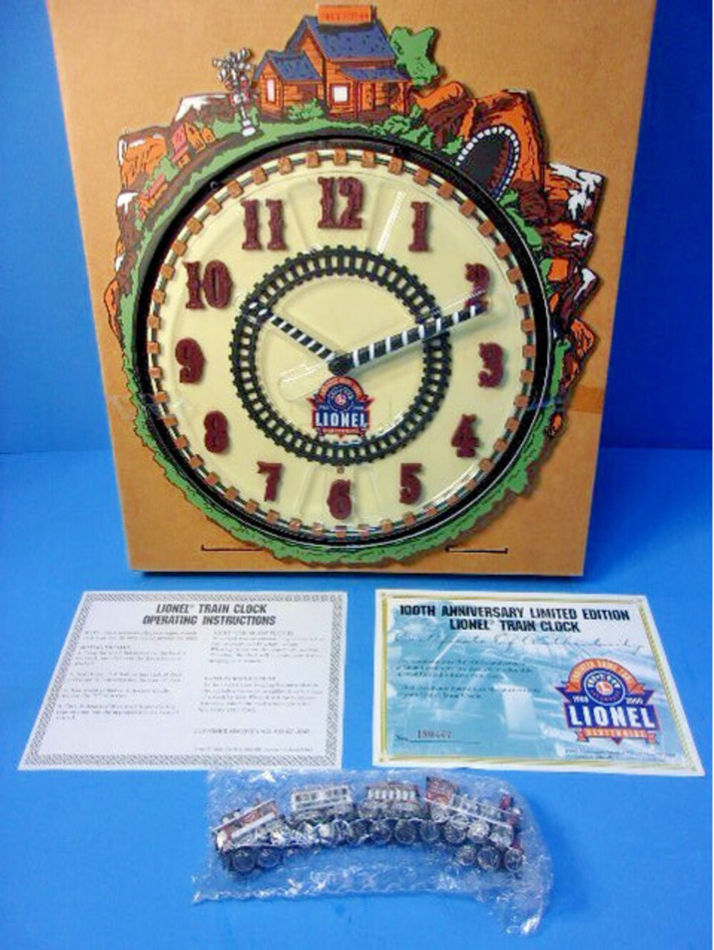 Lionel 100th Anniversary Train Clock No. 7183 Animated Motion w/ Sound NIB COA